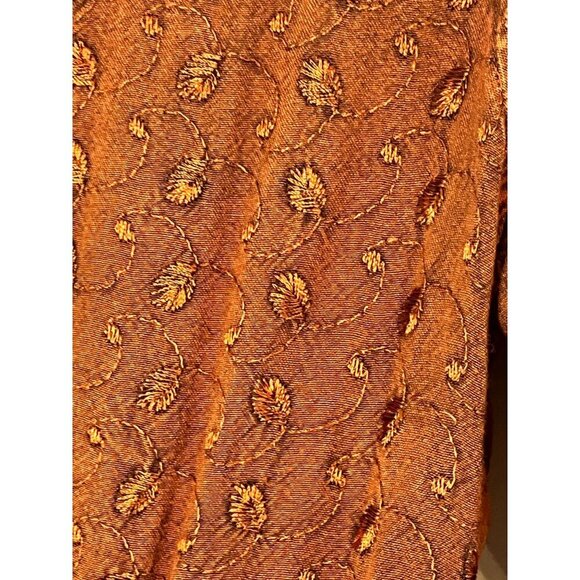 Retro Floral Beaded Boho Top Orange L Indie Hippie Western Folk Artsy Funky 80s - Picture 7 of 16